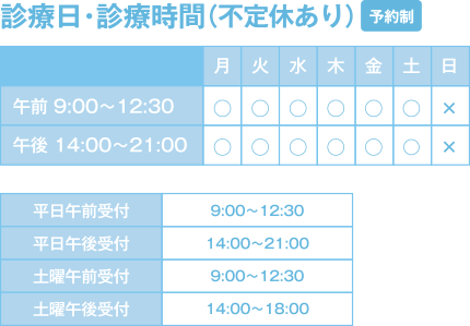 なかむら接骨院川北店の診療日・診療時間