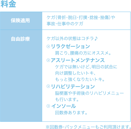 なかむら接骨院川北店の料金